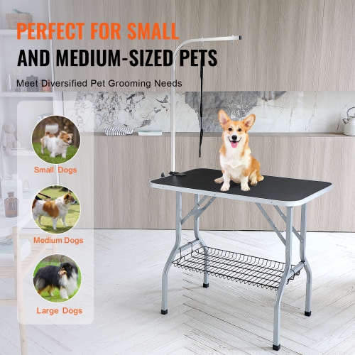 VEVOR 36''x24'' Pet Grooming Table Arm with Clamp, Foldable Pets Grooming Stand for Medium and Small Dogs, Free No Sit Haunch Holder with Grooming