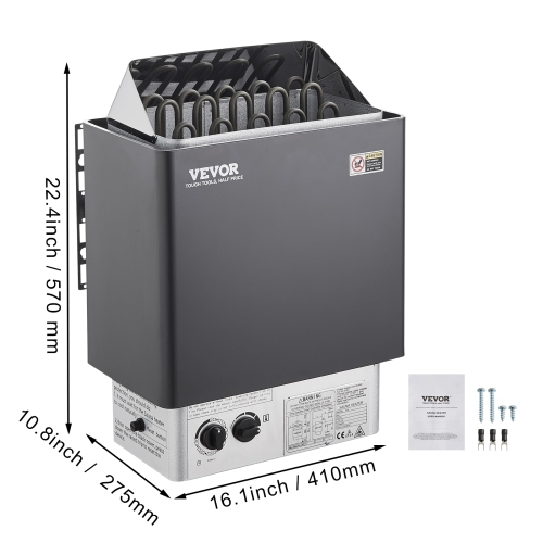 VEVOR 9KW Sauna Heater, Steam Bath Sauna Heater with Built-In Controls, Electric Sauna Stove, 3h Timer and Adjustable Temp for Max. 317-459 Cubic