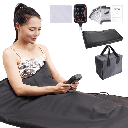 VEVOR Sauna Blanket for Detoxification, Portable Far Infrared Sauna, 1-6 Level Adjustable Temprature Rannge 95-185℉, 1-60 Minutes Timer, Far Infrared