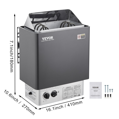 VEVOR 3KW Sauna Heater, 220V Electric Sauna Stove, Steam Bath Sauna Heater with Built-In Controls, 3h Timer and Adjustable Temp for Max. 70-141 Cubic