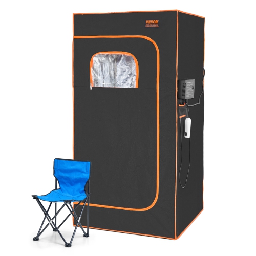 VEVOR Portable Sauna Tent, 1400W Personal Sauna Kit, Detoxify & Soothing Infrared Heated Body Therapy, Time & Temperature Remote Control with Chair &