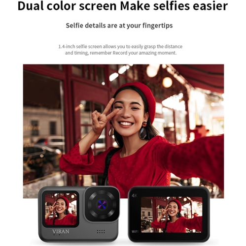 Gray HD wearable camera with 128GB card - long recording, automatic overwrite, 4K HD outdoor travel cycling digital camera