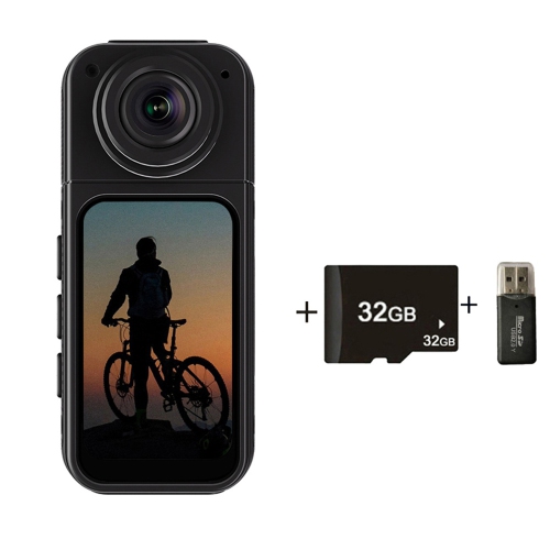 [Wide Angle Lens] Black Magnetic HD Outdoor Sports Action Camera Thumb Camera, 32GB Card - 180° Lens, Cycling/Pet Monitoring