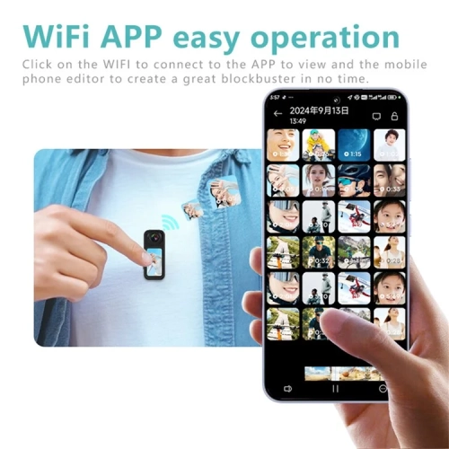 [Wide Angle Lens] Black Magnetic HD Outdoor Sports Action Camera Thumb Camera, 32GB Card - 180° Lens, Cycling/Pet Monitoring