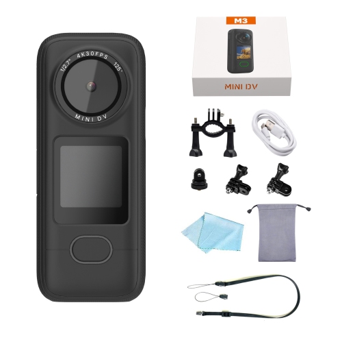 Black Premium 4K Action Camera, 64GB Memory Card – 150° Lens, Anti-Flicker, Dual Microphones