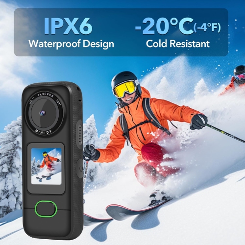 Black Premium 4K Action Camera, 64GB Memory Card – 150° Lens, Anti-Flicker, Dual Microphones