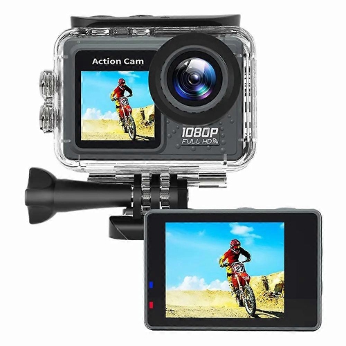 1080P WiFi Action Camera with 30M Waterproof Case - 120° Wide Angle, HD Sports Cam for Cycling/Diving
