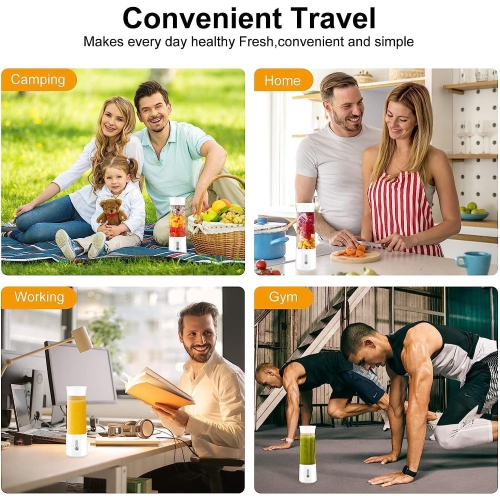 WhitePortable Personal Blender, Blender Smoothie Maker, USB Rechargeable 150W Smoothie Juicer Cup for Milkshakes and Smoothies, Sports, Travel and