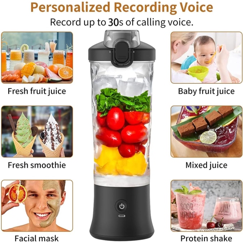 Portable Blender 600ml/20oz Personal Size Blender, USB Rechargeable Mini Blender Juicer——black