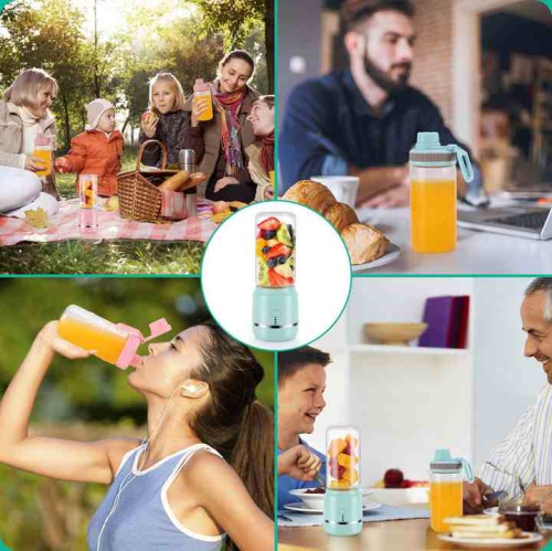 Electric Mini Rechargeable Juicer Rechargeable Portable Handheld - Blue Double Cup