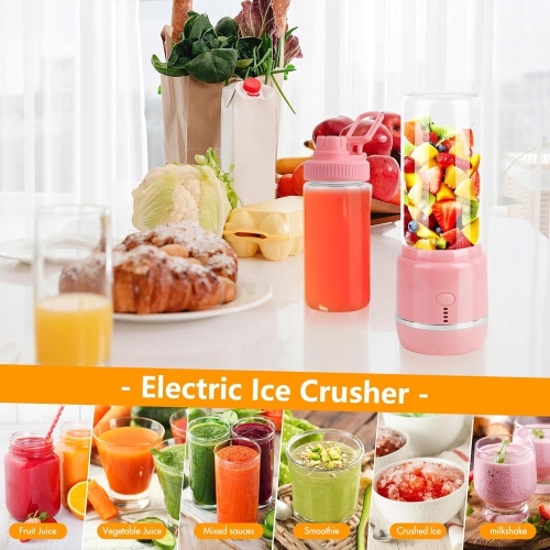 Electric Mini Rechargeable Juicer Rechargeable Portable Handheld - Pink Double Cup