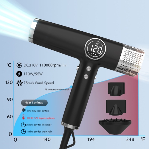 Hair Dryer, Negative Ion Hair Dryer Set, Portable Quick Dry Low Noise Hair Dryer with Magnetic Nozzle and Diffuser for Home, Travel and Salon