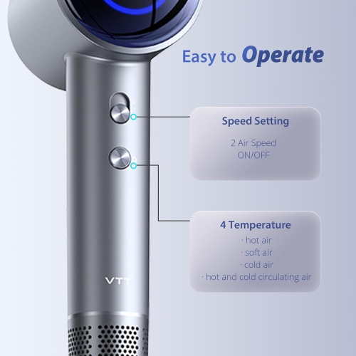 Hair Dryer, 1600W Professional High Speed Ionic Hair Dryer, LED Display, High Speed Noise Reduction Hair Dryer with Magnetic Nozzle, Great for