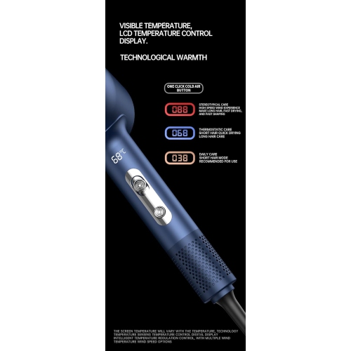 Smart hair dryer with digital display: High-speed hair dryer high-power hair dryer