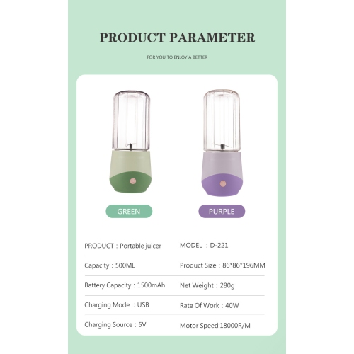Juicer portable juicer electric small juicer portable multi-functional fruit ice crusher-Purple