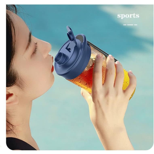 Small personal blender for shakes, smoothies, food prep and frozen blending(blue double cup)