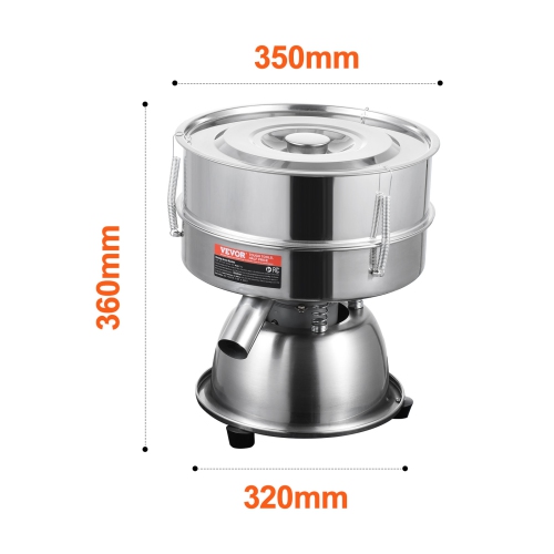 VEVOR 10+60 Mesh Automatic Electric Vibrating Sieve, Stainless Steel Machine, 45W Automatic Powder Sifter Machine Countertop, Sieve Shaker for Flour