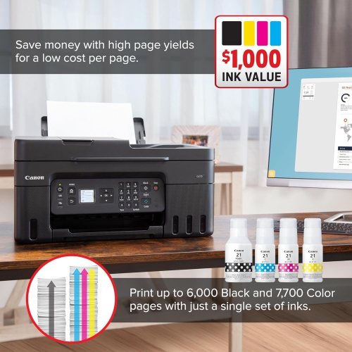 Canon Megatank G4270 All-in-One Wireless Supertank Printer |Print, Copy, Scan and Fax|with Airprint and Mopria Printing|Auto Document Feeder and