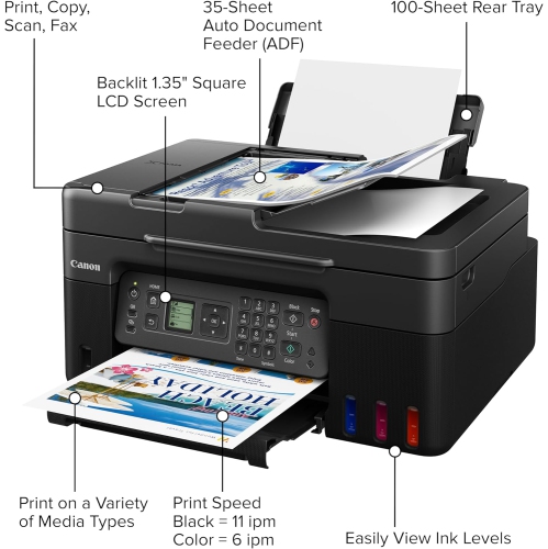 Canon Megatank G4270 All-in-One Wireless Supertank Printer |Print, Copy, Scan and Fax|with Airprint and Mopria Printing|Auto Document Feeder and