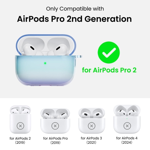 ORNARTO for AirPods Pro 2nd Generation Case(2023/2022),Stylish Gradient Clear TPU, LED Visible, Full Drop Protection Cover for AirPods Pro 2nd Case
