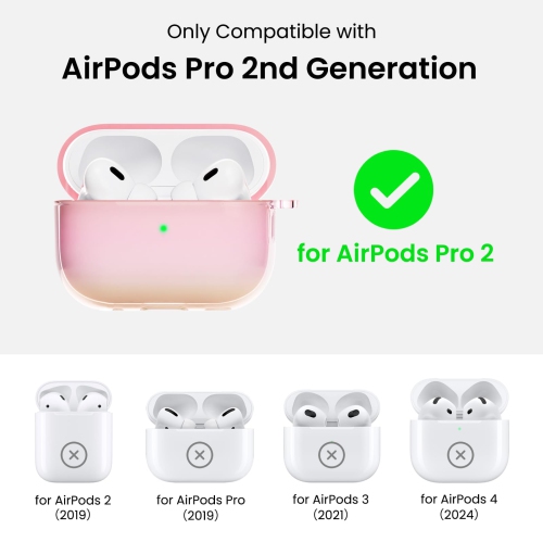 ORNARTO for AirPods Pro 2nd Generation Case(2023/2022),Stylish Gradient Clear TPU, LED Visible, Full Drop Protection Cover for AirPods Pro 2nd Case