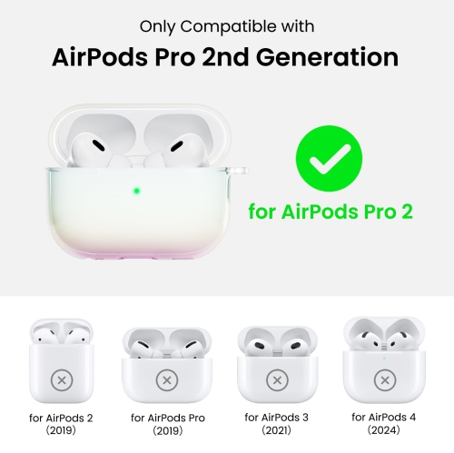 ORNARTO for AirPods Pro 2nd Generation Case(2023/2022),Stylish Gradient Clear TPU, LED Visible, Full Drop Protection Cover for AirPods Pro 2nd Case