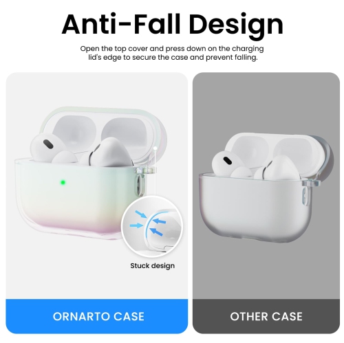 ORNARTO for AirPods Pro 2nd Generation Case(2023/2022),Stylish Gradient Clear TPU, LED Visible, Full Drop Protection Cover for AirPods Pro 2nd Case