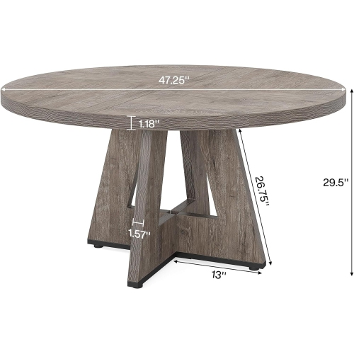 Lantine 47-Inch Round Conference Table For 4-6 People, Wooden Meeting Room Table With Thicken Tabletop And Wood Base