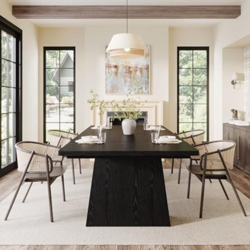 Lantine 63-Inch Farmhouse Dining Table, Dining Table For 6 People, Wood Rustic Dinner Table, Rectangular Kitchen Table For Dining Room, Kitchen, And