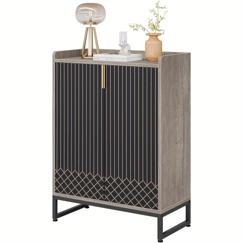 Lantine 5-Tier Grey Wooden Shoe Storage Cabinet, 25 Pairs Organizer for Entryway, Living Room, Hallway