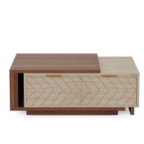 Lantine – Table basse extensible en bois, réversible, longueur réglable de 42 à 65&nbsp;po, 2 tiroirs de rangement pour le salon, grande longue table