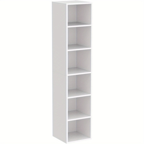 Lantine 70.9 Inch Tall Narrow Bookcase, Modern White Corner Bookcase With Storage, 6 Tier Cube Display Shelves For Home Office