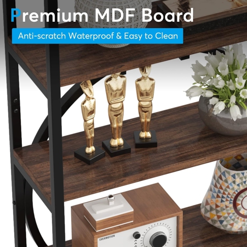 Lantine – Bibliothèque industrielle de 70,9&nbsp;po, bibliothèque haute à 6 niveaux avec tablettes ouvertes et étagère de rangement décorative en