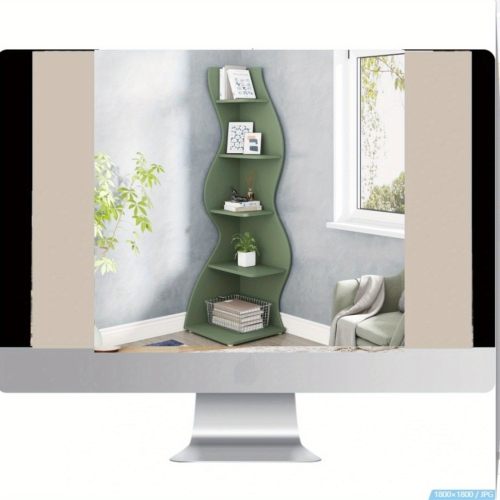 Lantine Corner Shelf, Modern 5-Tier Wall Corner Bookshelf, Stylish Corner Small Bookcase Storage Rack Plant Stand with Unique Shape for Living Room,
