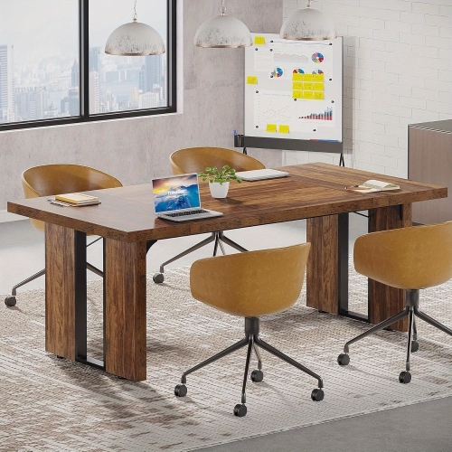 Lantine 6FT Conference Table, Meeting Table For 6, Rectangular Seminar Table Boardroom Table For Office Meeting Conference Room