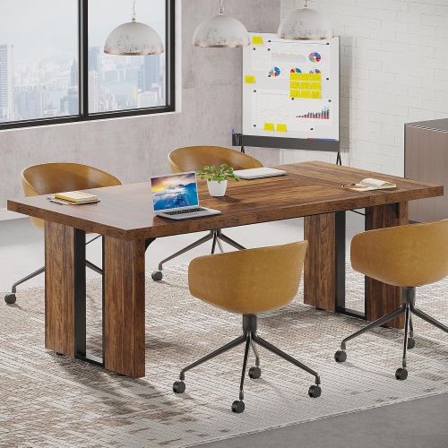 Lantine 6FT Conference Table, Meeting Table For 6, Rectangular Seminar Table Boardroom Table For Office Meeting Conference Room