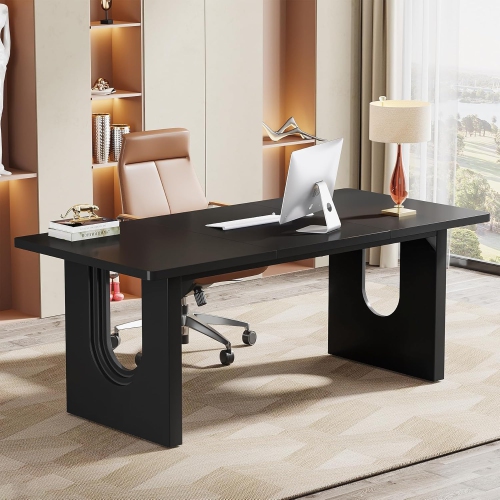 Lantine Modern Executive Desk, 70.9" Large Office Computer Desk, Conference Table Meeting Room Table, Simple Workstation Business Furniture For Home
