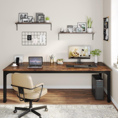 Lantine 78.7" Extra Long 2-Person Computer Desk, Home Office Workstation