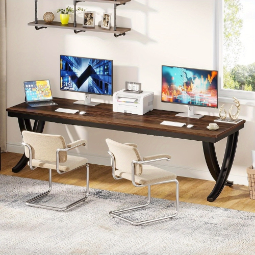 Lantine 2 Person Office Computer Desk, 78.7-Inch Extra Long Desk, Large Double Desk For Two People, Workstation Work Desk For Home Office With