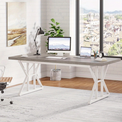 Lantine 70.8-Inch Executive Desk,Large Computer Office Desk Workstation,Modern Simple Style Laptop Desk Study Writing Table Business Furniture For