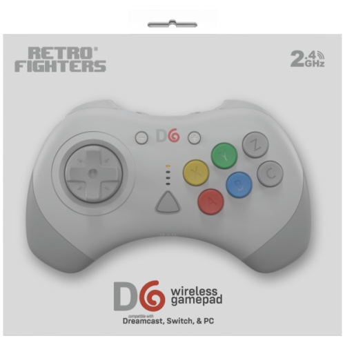 RETRO FIGHTERS  D6 Dreamcast Wireless Controller for Dreamcast, Switch And PC In White