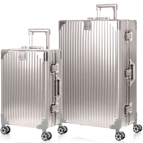 CHAMPS  Elite Aluminum 2-Piece Luggage Set-Silver