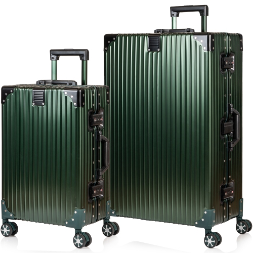 CHAMPS Elite Aluminum 2-Piece Luggage Set-Green