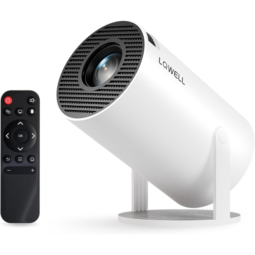 LQWELL Mini Projector with WiFi 5G, BT5.0, Automatic Keystone Correction, 130-Inch Display, 4K Support, HDMI, Android 11.0