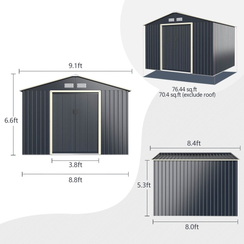 Gymax Outdoor Tool Storage Shed Large Utility Storage House w/ Sliding Door