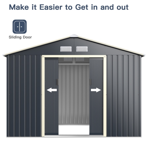 Gymax Outdoor Tool Storage Shed Large Utility Storage House w/ Sliding Door
