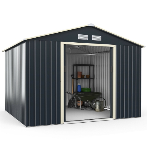 Gymax Outdoor Tool Storage Shed Large Utility Storage House w/ Sliding Door