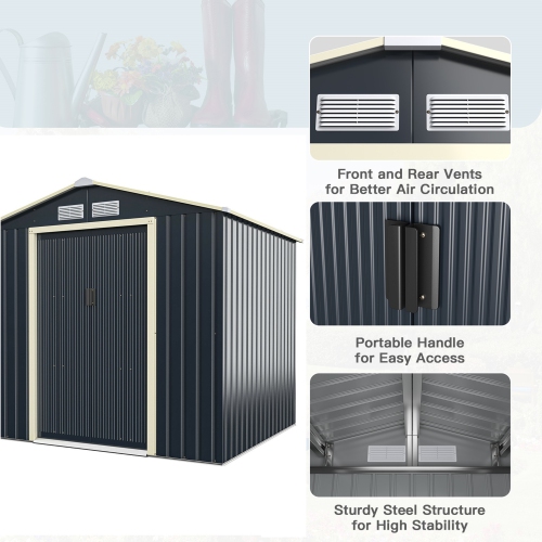 Gymax Outdoor Tool Storage Shed Large Utility Storage House w/ Sliding Door