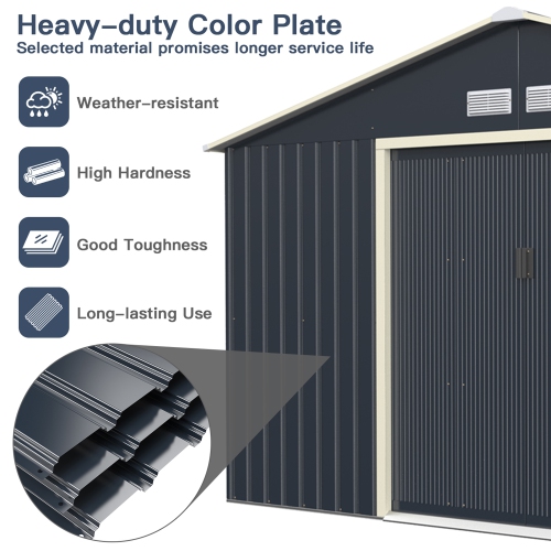 Gymax Outdoor Tool Storage Shed Large Utility Storage House w/ Sliding Door