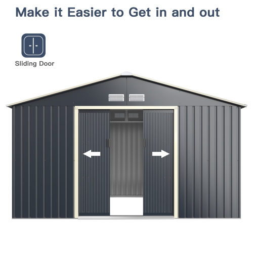 Gymax Outdoor Tool Storage Shed Large Utility Storage House w/ Sliding Door
